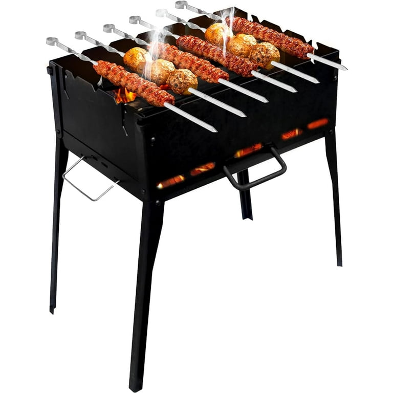 CKG Portable Barbeque Grill Heavy Duty Mangal BBQ Outdoor Travel 6 Skewers Metal 2 mm Walmart