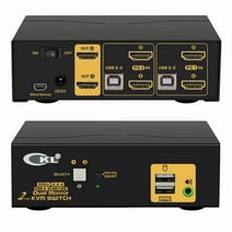 CKL 2 Port HDMI KVM Switch Dual Monitor for 2 Computers or Laptops 4K 60Hz with Cables CKL-922HUA-1A