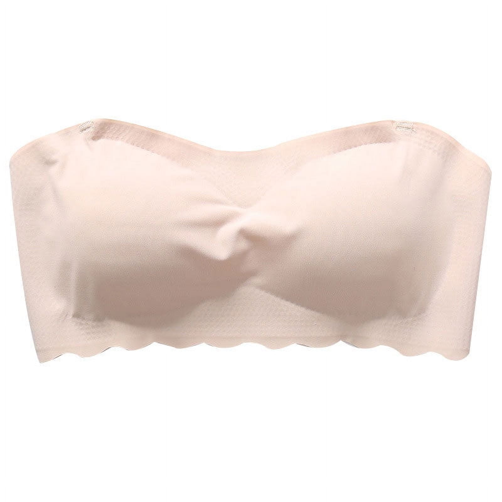 CKLC Ice Silks Air Bra No Sliding Strapless Bra Anti-slip Wireless Padded  Underwear Seamless Bra(Skin Color,XL) 