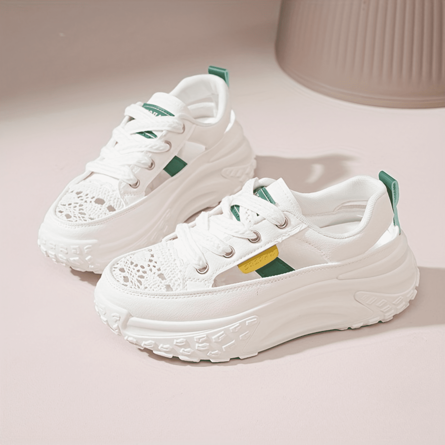 Women Summer Mesh Leather Spliced Breathable Platform Shoes XX1021