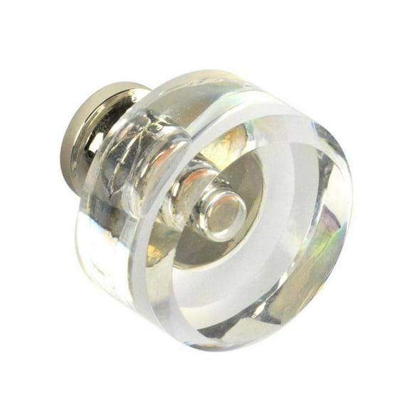 CKP #G-100 Elegance Collection 1-1/8 in. (29mm) Glass Knob, Clear with Polished Nickel Base