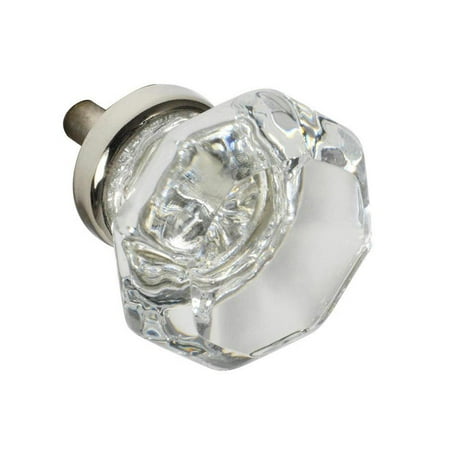 CKP #G-34 Elegance Collection 1-3/8 in. (35mm) Glass Knob, Clear with Nickel Base