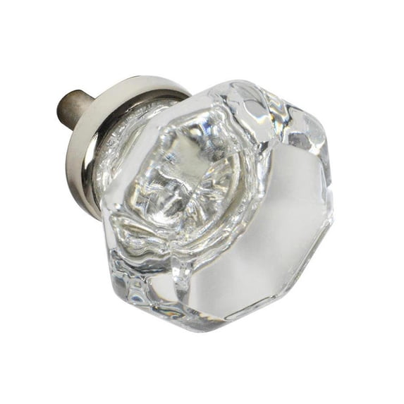 CKP #G-34 Elegance Collection 1-3/8 in. (35mm) Glass Knob, Clear with Nickel Base