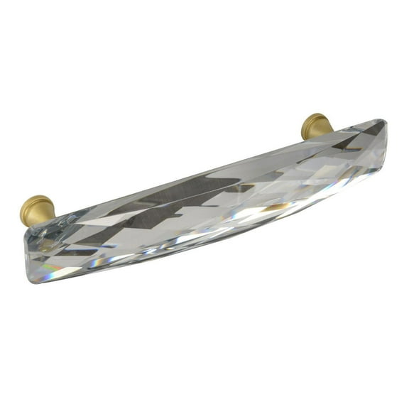 CKP #G-350 Brilliance Collection 5 1/16 in. (128mm) Crystal Pull, Clear with Satin Brass Base