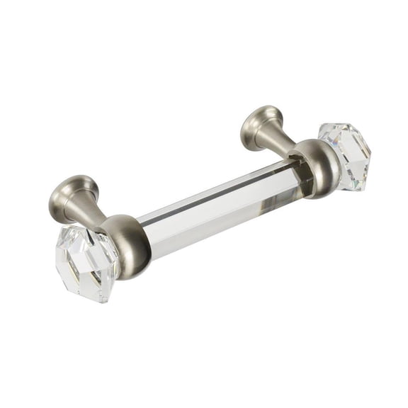 CKP #G-60 Elegance Collection 3 in. (76mm) Glass Pull, Clear with Brushed Nickel Base