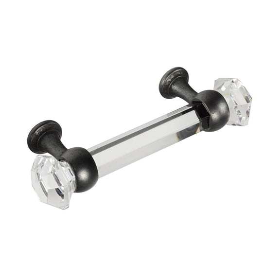 CKP #G-60 Elegance Collection 3 in. (76mm) Glass Pull, Clear with Oil-Rubbed Bronze Base
