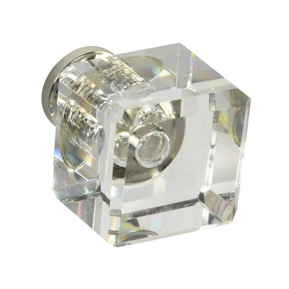 CKP #G-80 Elegance Collection 1 in. (25mm) Glass Knob, Clear with Polished Nickel Base