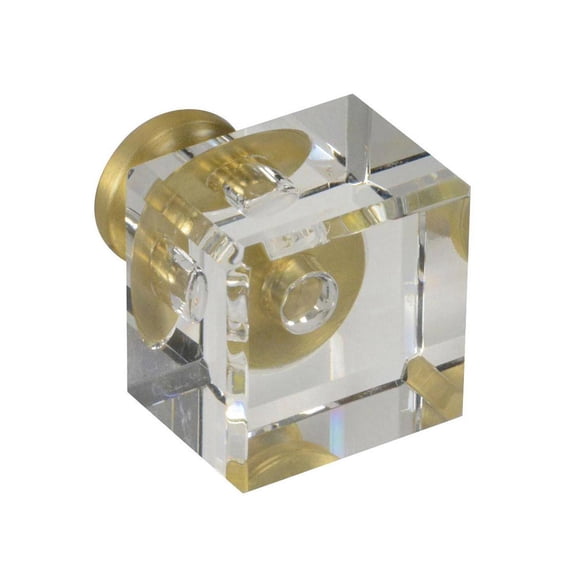 CKP #G-80 Elegance Collection 1 in. (25mm) Glass Knob, Clear with Satin Brass Base