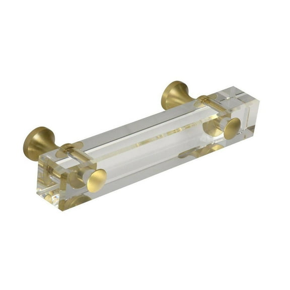 CKP #G-85 Elegance Collection 3 in. (76mm) Glass Pull, Clear with Satin Brass Base