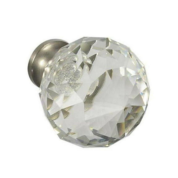 CKP #G-90 Elegance Collection 1-3/16 in. (30mm) Glass Knob, Clear with Brushed Nickel Base