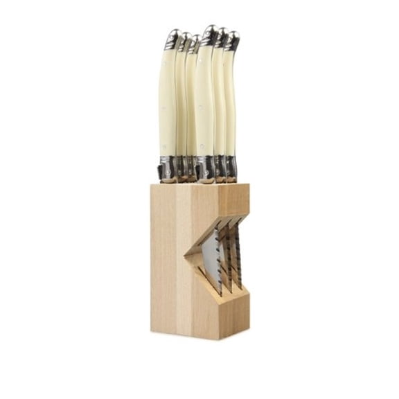 CKS Laguoile Set of 6 Steak Knives in Block Ivory Coloured Range
