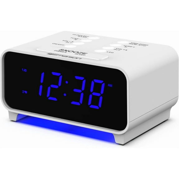 CKS1500 SmartSet Dual Alarm Clock Radio with AM/FM, 0.9 Blue LED Display, 4-Level Dimmer, Accent Light, Sleep Timer & Auto Time Setting