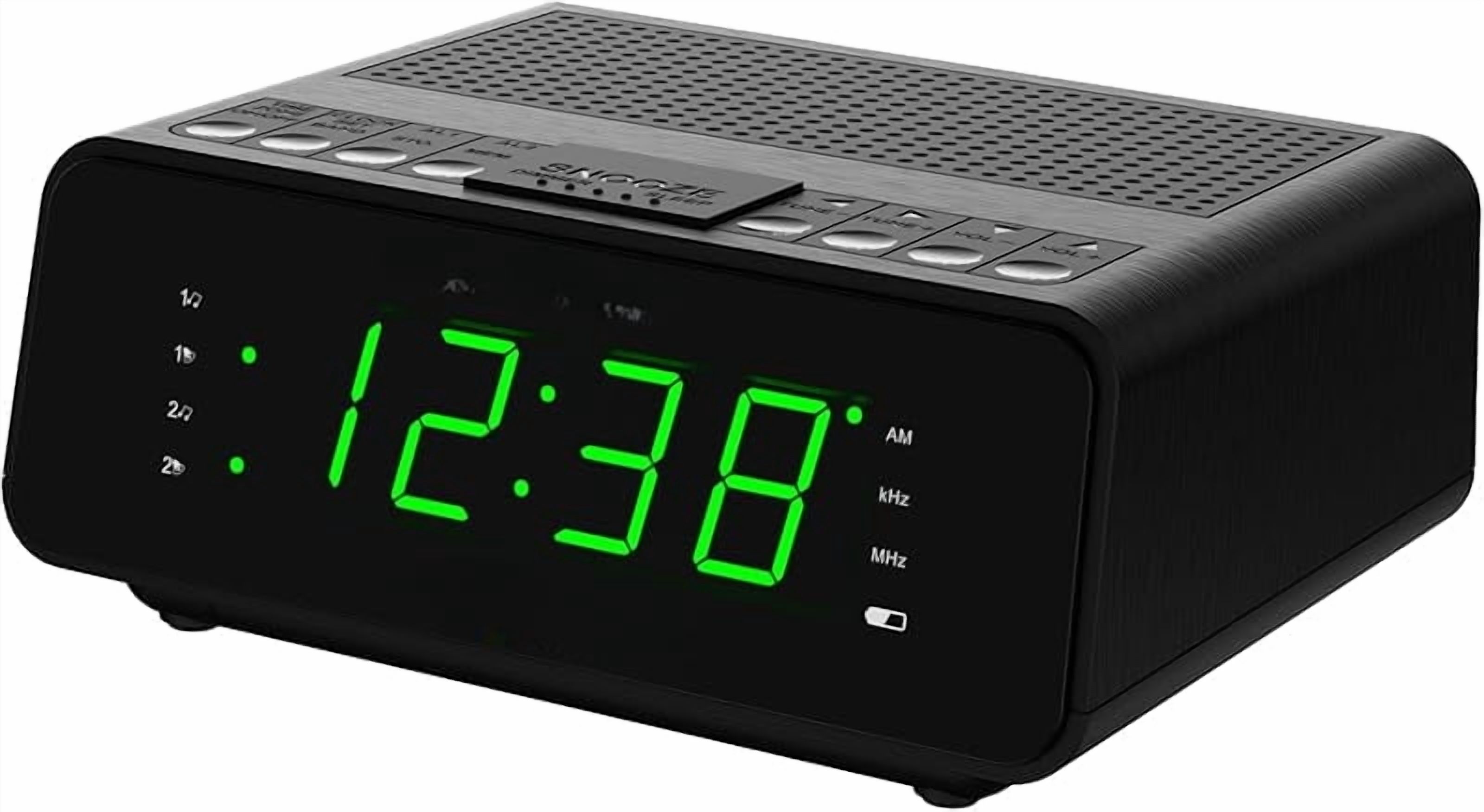 CKS1900 SmartSet Double Alarm Clock Radio with AM/FM Radio, Dimmer, Sleep Timer and .9" Green LED Display