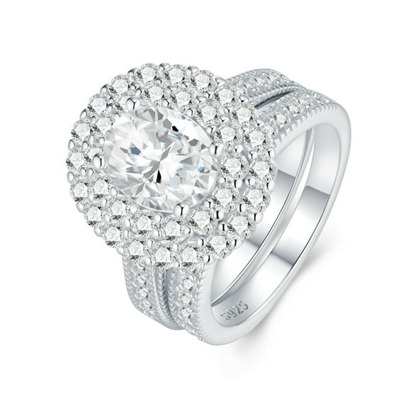 CKT 925 Sterling Silver Ring for Women Plated with 18K White Gold 3.67 Carat D-Color Diamond Moissanite Women's Wedding Ring Fine Jewelry R15747