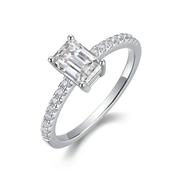 CKT Diamond 925 Sterling Silver Ring 18K White Gold Plated 1 Carat Moissanite Women's Wedding Engagement Ring R13111