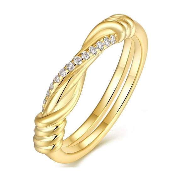 CKT Exquisite Diamond 925 Sterling Silver Ring Plated with 18K Gold 0.08ct Moissanite Wedding Engagement Ring for Women Fine Jewelry R15514