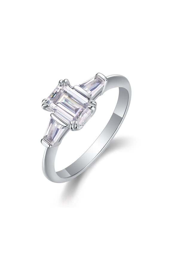 Fine Jewelry 925 Sterling Silver 18K White Gold Plated Covenant Creed Emerald Cut 1 Carat Moissanite Fashion Engagement Ring for Women