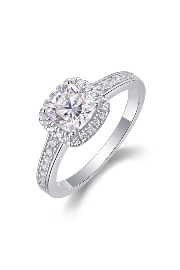 Fine Jewelry Diamond Ring S925 Sterling Silver Band Hot-selling vvs 1.1ct Moissanite Rings Plated 18K White Gold Light Luxury