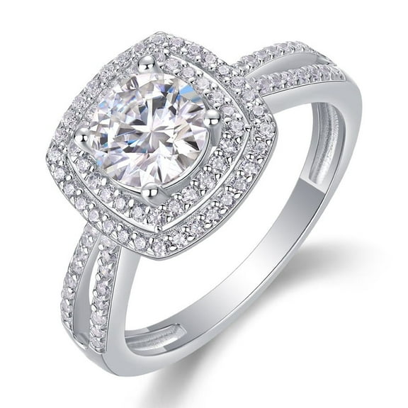 CKT Fine Jewelry S925 Silver Plated 18k White Gold Ring with 1 Carat Moissanite Stone, Perfect for Weddings and Engagements Women Rings
