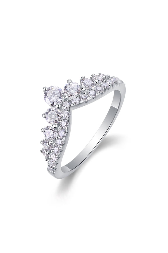 Fine Jewelry S925 Sterling Silver Plated 18k White Gold Ring with 1 Carat Moissanite Stone, Perfect for Weddings and Engagements Women Rings