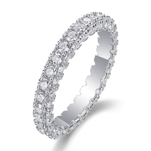 CKT Fine Jewelry S925 Sterling Silver Plated 18k White Gold Ring with Moissanite Stone, Perfect for Weddings and Engagements Women Rings