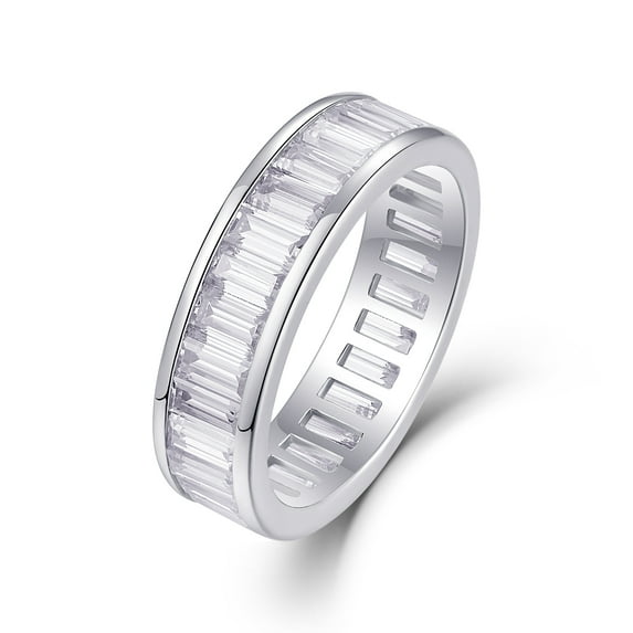 CKT Fine Jewelry Sterling Silver 925 Plated with 18K White Gold Ring 6.4 Carat Emerald Cut Moissanite Fashion Engagement Ring