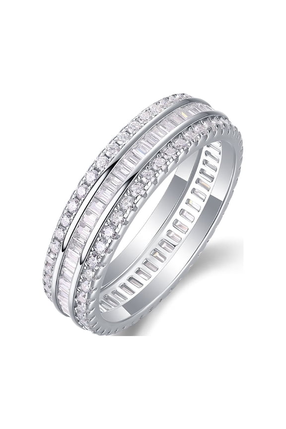 Luxury S925 Sterling Silver Ring Plated with 18K White Gold for Women Equality Universe 1.1 Carat Moissanite Ring Wedding Diamond Fine Jewelry