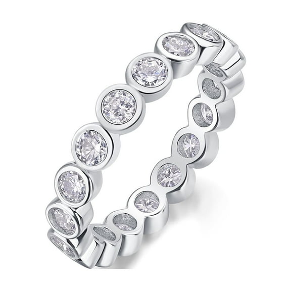 CKT Minimalist Band Ring Sterling Silver Plated with 18K White Gold 1.8 Carat Moissanite Ring Women's New Style Sparkling Wedding Ring Fine Jewelry