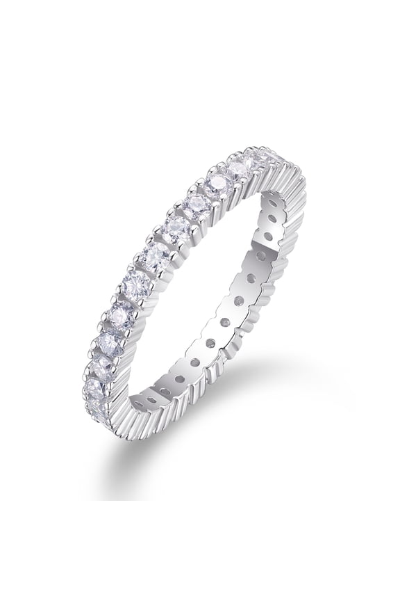 Minimalist Stackable Ring Sterling Silver Plated 18K White Gold 0.9 Carat VVS Moissanite Ice Ballet Ring Women's New Sparkling Wedding Ring Fine Jewelry