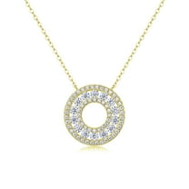 CKT Pendant White Moissanite Necklace 1 Carat S925, Silver Plated 18k Yellow Gold