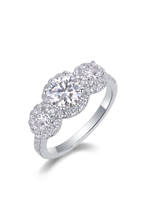 S925 Sterling Silver Plated with 18K White Gold Earthly Delights Ring for Women 1 Carat Moissanite Fine Jewelry R13160