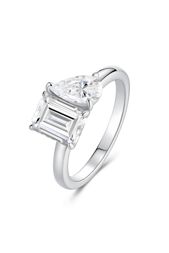 VVS Diamond 925 Sterling Silver Ring Plated with 18K White Gold 3 Carat D-Color Moissanite Women's Engagement Ring R15637