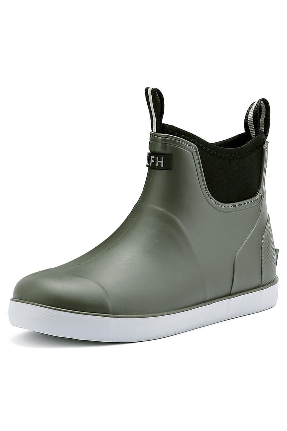 Men's Deck Boots,Waterproof Ankle Rain Boots for Men