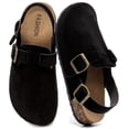 thumbnail image 1 of CKWLXQY Women's Suede Clogs with Back Strap Men's Cork Footbed Leather Mules Clogs for Women Comfort Memory Foam Slingback Clog Sandals with Adjustable Buckle Slip on Potato Shoes, 1 of 8