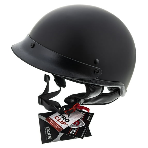 CKX Bullet Half Helmet Matte Black Solid Quick Release DOT Certfied Motorcycle - Small 503892