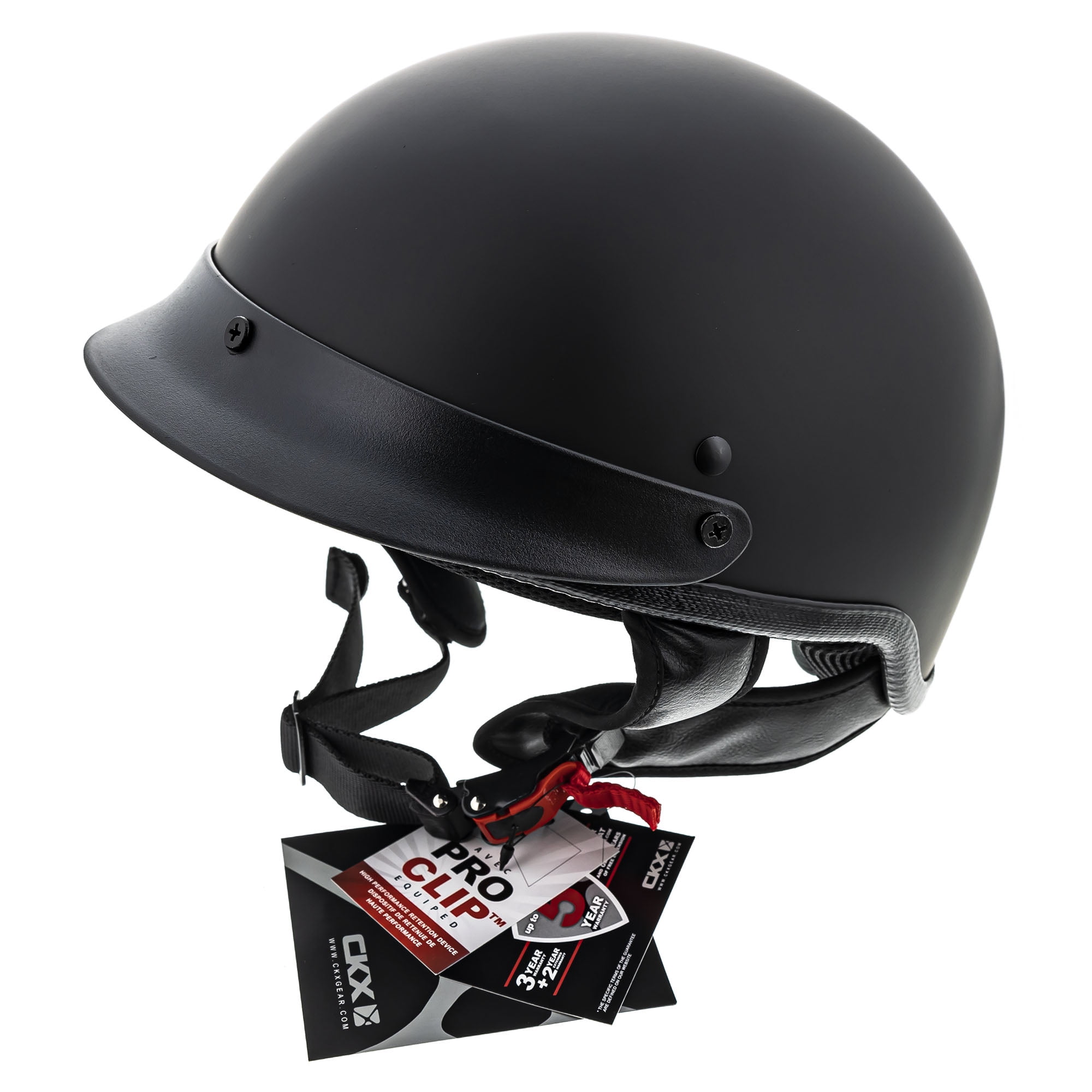 CKX Bullet Half Helmet Matte Black Solid Quick Release DOT
