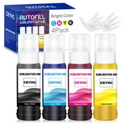 CKYHC Autofill Sublimation Ink for Epson EcoTank Printers ET-2850 ET-4800 ET-2720 ET-2803 ET-2800, 4 Pack 400ML Vivid Color/ Syringe-Free
