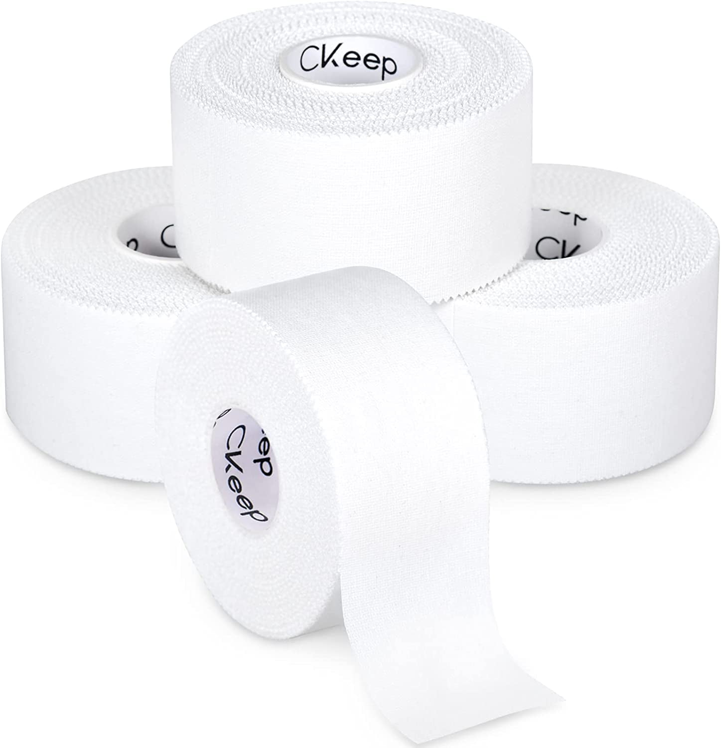 CKeep Athletic Tape White(4 Pack), Easy to Tear & No Sticky Residue