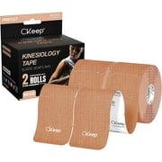 CKeep Kinesiology Tape 2 Rolls, Cotton Elastic Premium Athletic Tape, 33 ft 40 Precut Strips in Total
