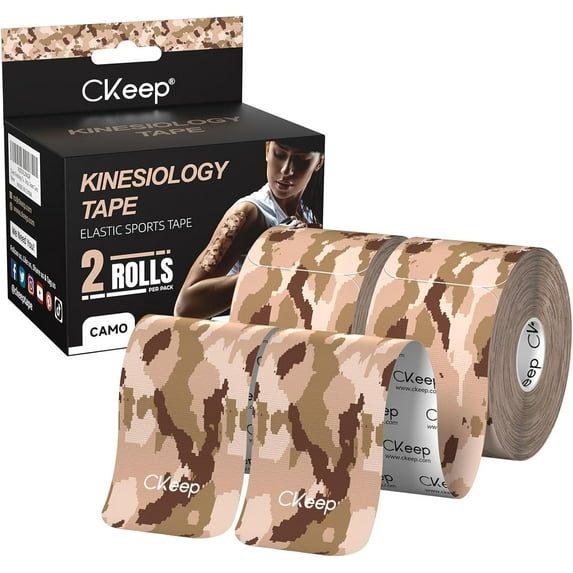 CKeep Kinesiology Tape (2 Rolls), Cotton Elastic Premium Athletic Tape, Desert Camo