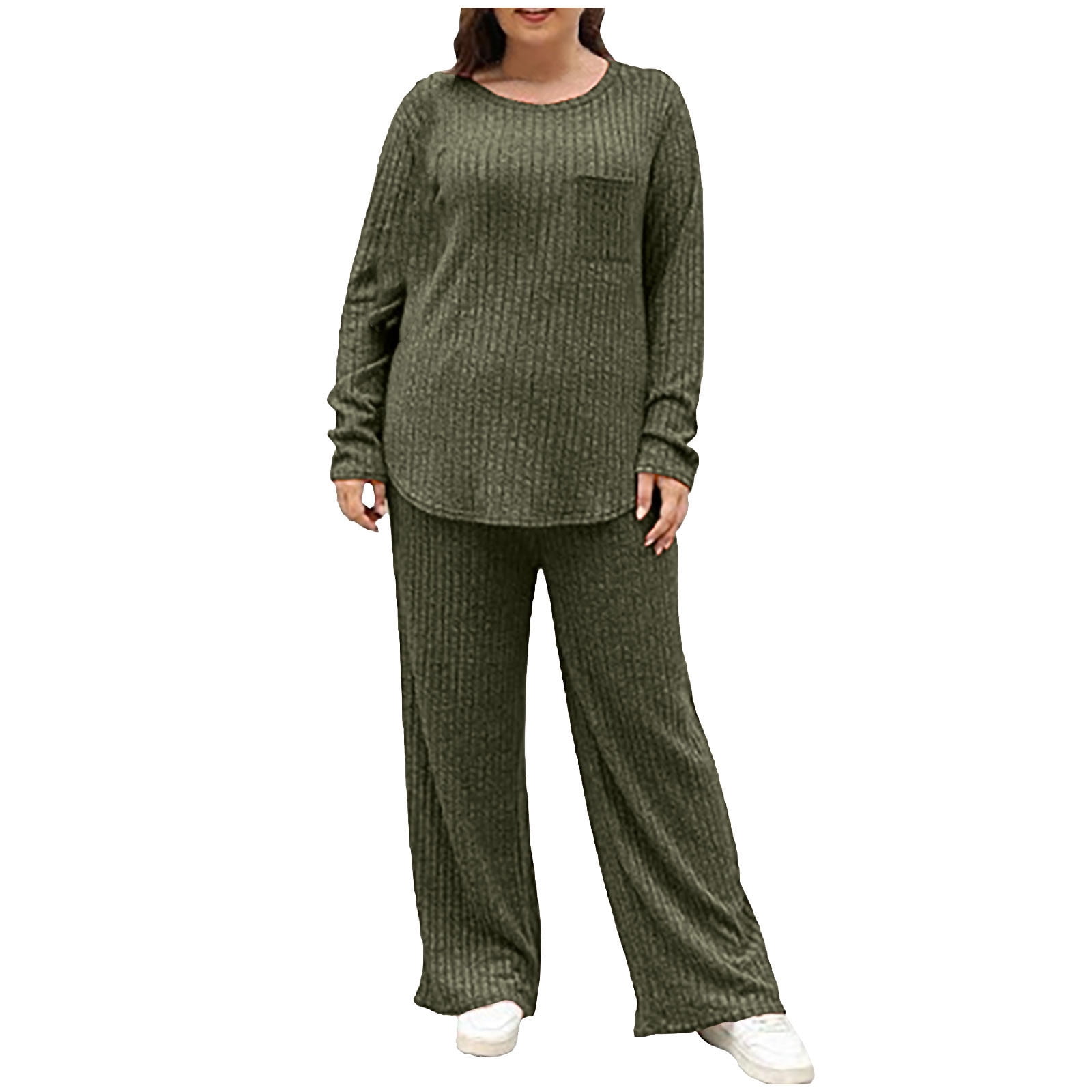 CKpwisy 2 Piece Outfits Women Ribbed Matching Sets 2025 Fall Long ...