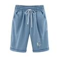 thumbnail image 1 of CKpwisy Bermuda Shorts for Women Lightweight High Waisted Cotton Linen Workout Shorts Casual 2025 Drawstring Knee Length Shorts Summer Beach vacation Wear, 1 of 5
