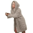 thumbnail image 1 of CKpwisy Cable Knit Hooded Cardigan Sweaters for Women Fall Winter Long Sleeve Chunky Open Front Cardigans Oversized Casual Loose Outwear with Pockets Brown XL, 1 of 7