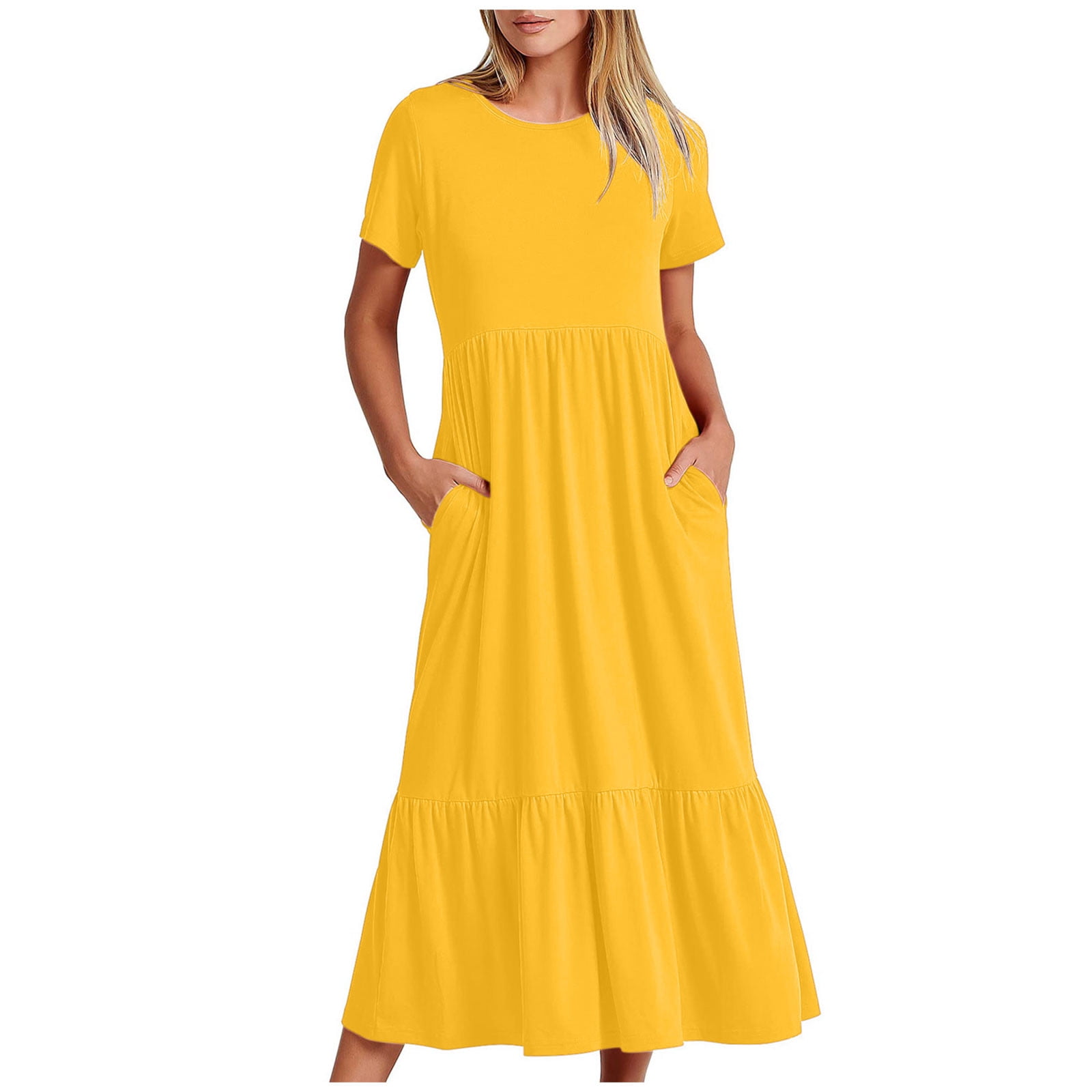 CKpwisy Dresses for Women 2024 Summer Cotton Linen Solid Maxi Dress