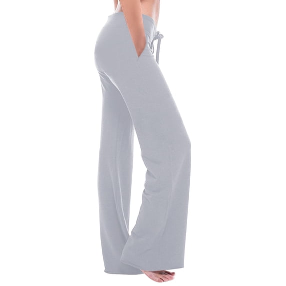 CKpwisy Elastic Drawstring Yoga Pants for Women Casual High Waist Pants Straight Wide Leg Lounge Pants with Pockets Travel Hiking Trousers