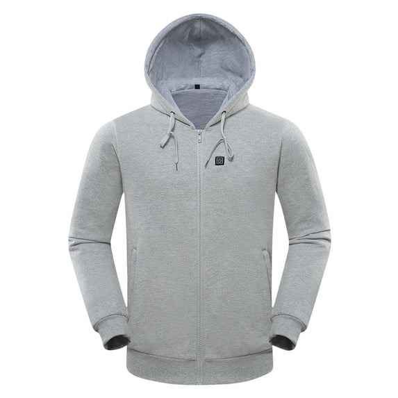 CKpwisy Heated Hoodie for Men and Women Hooded Full Zipper Coat Soft Cozy with Hood Heated Electric Sweatshirt Gray XXL