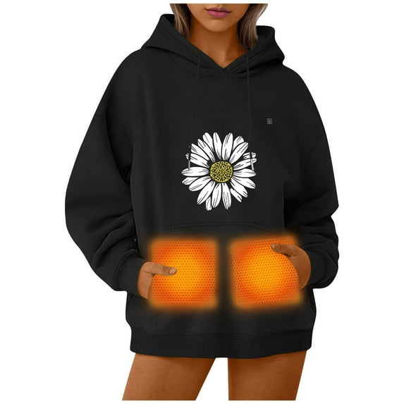 CKpwisy Heated Hoodies for Men Women Heated Lightweight Jacket Claw Printing Heated Sweatshirt 5 Heating Zones 3 Temp Levels Heated Coat Black XXXL
