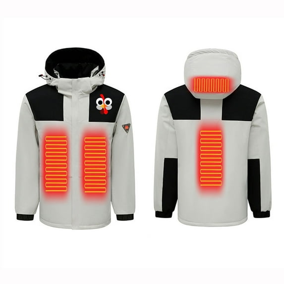 CKpwisy Heated Jackets Unisex Hood for Hunting Skiing Electric Heated Jackets Battery Not Included Windbreaker Beige S