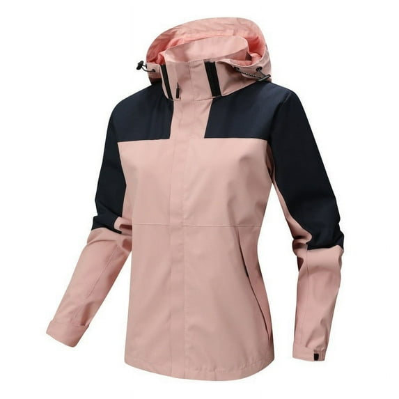 CKpwisy Hooded Rain Jackets 2025 New Travel Rain Coats Fall Winter Packable Windbreaker Solid Active Outdoor Hiking Raincoats with Pocket Dealss of the Week Pink XXXXL