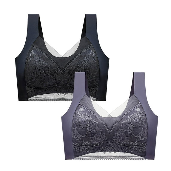 CKpwisy Ice Silk Lace Cooling Comfort Bra Seamless Push Up T-Shirt Bra Plus Size Gathering Everyday Bra Lace Buttonless Comfortable Bra Thin Lingerie Lace Bandeau Bra